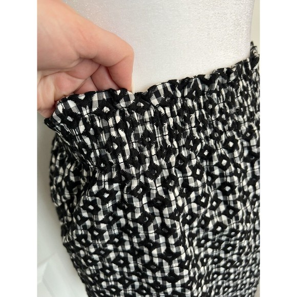 J Crew Factory Embroidered Sidewalk Skirt Gingham Size 8 Elastic Waist pockets - Picture 4 of 8